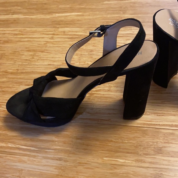 Black Faux-Suede Ankle Strap Heels - Picture 2 of 4